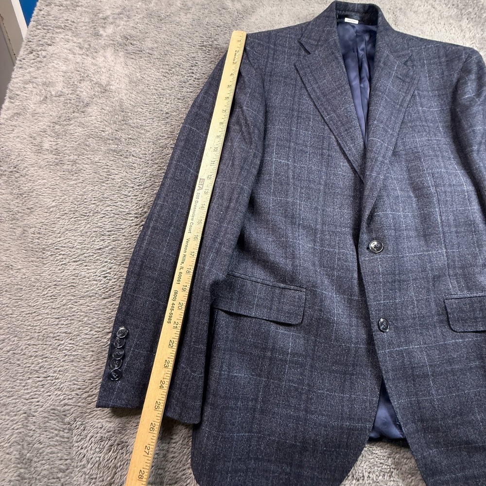 Atelier Munro EU54 US44 Navy Windowpane Blazer Loro Piana Silk Air Wool Blue - Picture 10 of 12